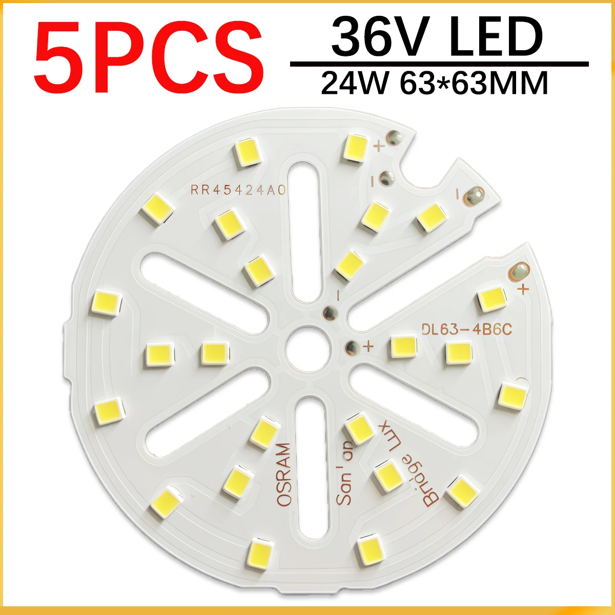 

5 шт. светодиодная плата 18-24 Вт 63 мм SMD 2835 чипов 36 В для лампы DIY круговое трансформационное источник света