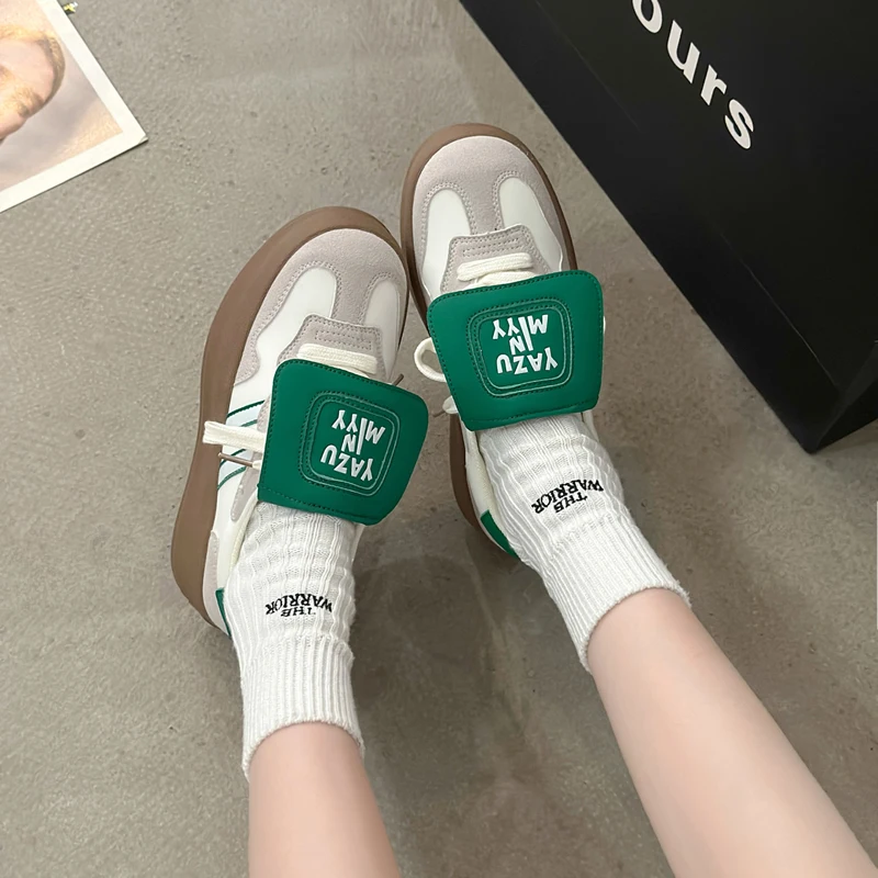 Women's Sports Shoes 2024 Spring and Autumn New Thick-soled Anti-Slip Vulcanized Women's Shoes Fashionable and Casual Versatile