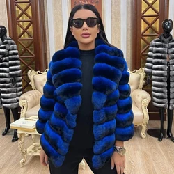 Women Chinchilla Fur Coat Women Real Rex Rabbit Fur Coat Luxury Clothes Winter Jackets For Women