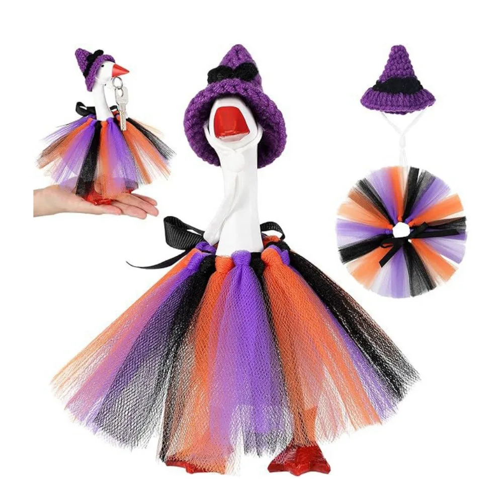 

Adjustable Porch Goose Costume Hand-Hooked with Hat Christmas Duck Outfits Colorful Halloween Goose Decoration Outdoor Garden