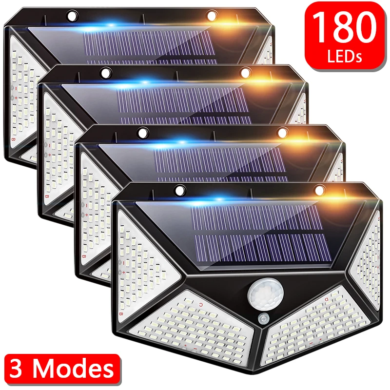 180 Solar LED Light Outdoor 100 Solar Light LED Wall Lamp With Motion Sensor Outdoor Lighting Solar Garden Lights For Street