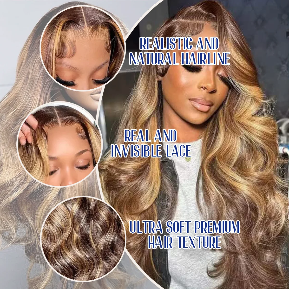 P4/27 Human Hair Wigs Body Wave Highlight Piano Color 200% Density 40 Inches 13x6 13x4 HD Transparent Invisible Lace Frontal Wig Brazilian Hair For Women Pre Plucked Pre Cut Lace Pre Bleached Knots Pre Styled