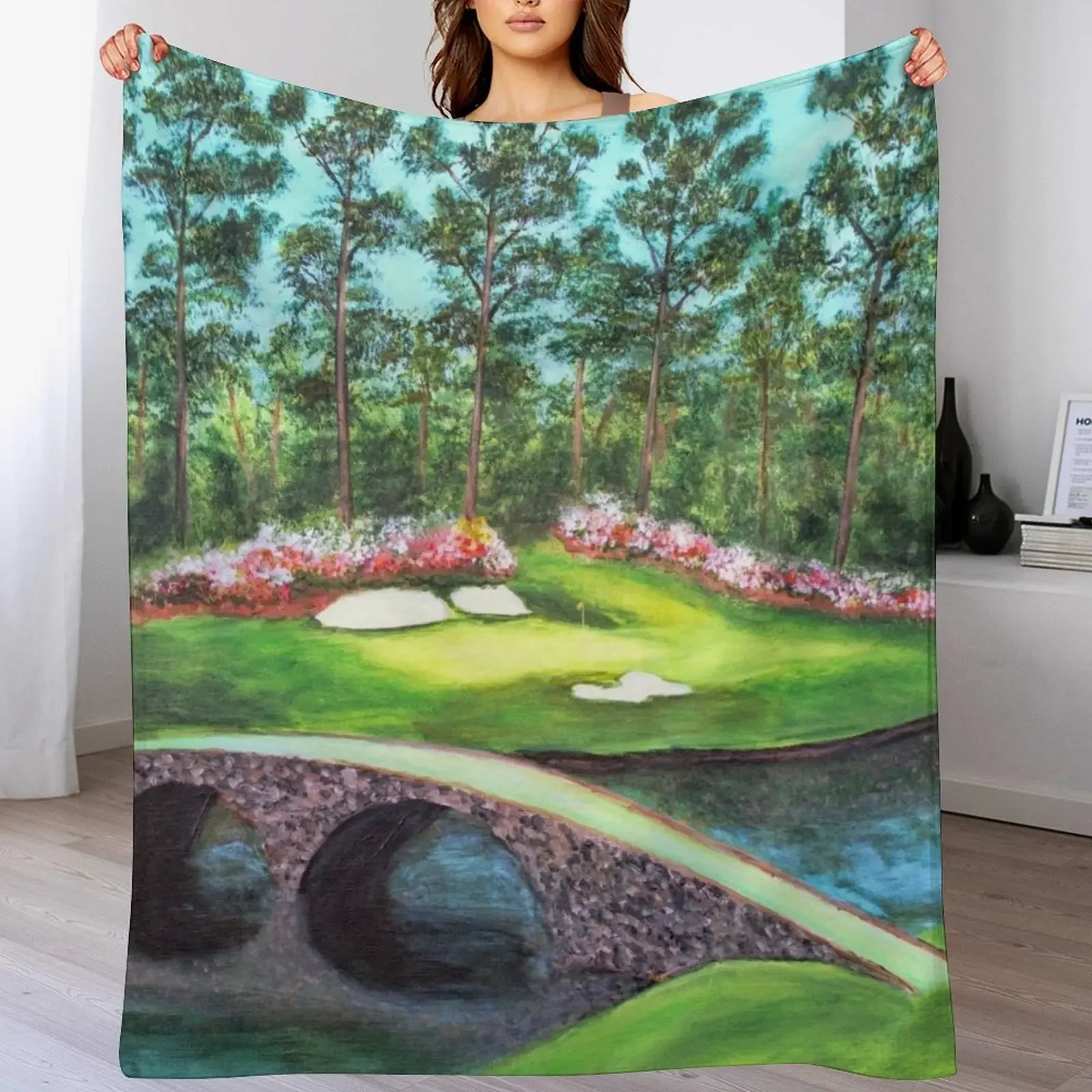 12th Hole At Augusta National Golden Bell Throw Blanket Soft Plaid Bed covers wednesday Blankets