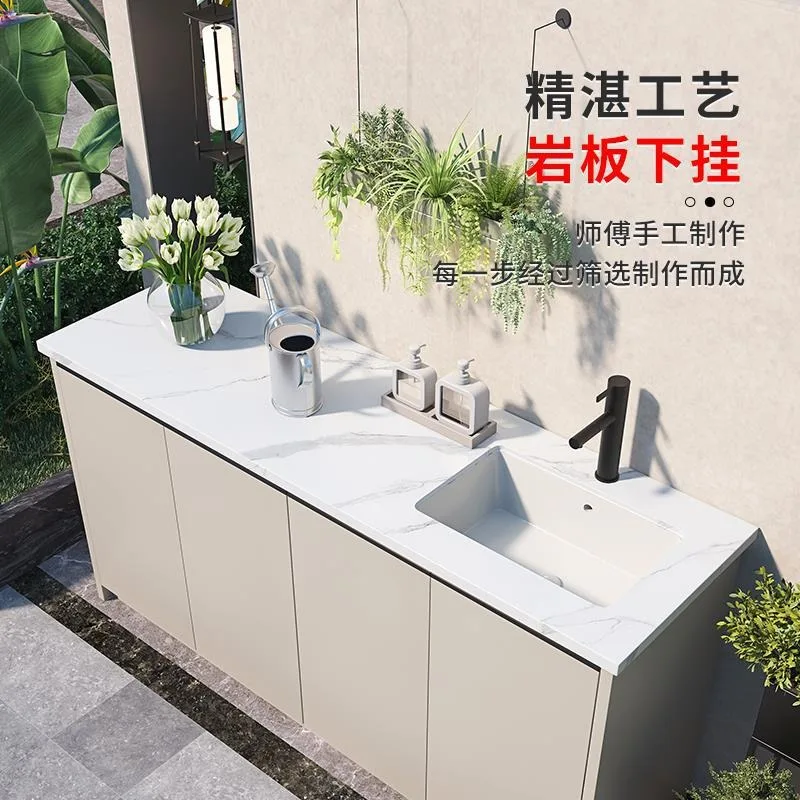 

Уличный шкаф для хранения на балконе, полностью алюминиевый сплав, нижняя подвесная каменная плита, шкаф для умывальника, встроенный шкаф для хранения раковины