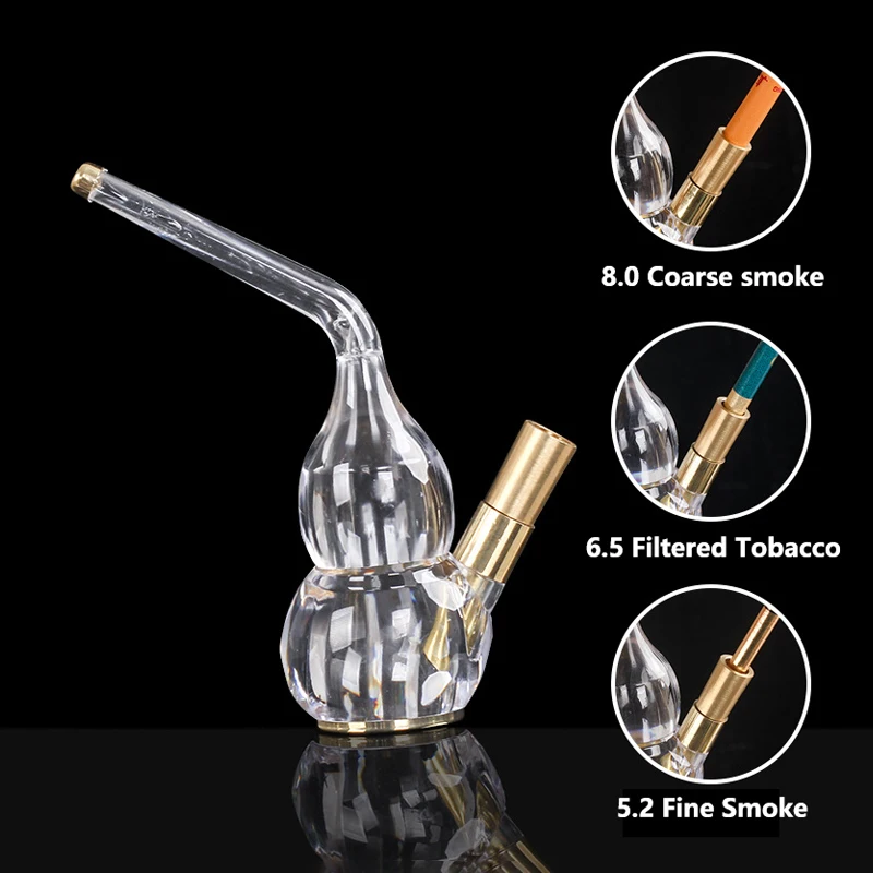 

Portable Tobacco Pipes Smoking Grass Cigaretter Filter Mini Acrylic&Brass Shisha Hookah Water Pipe Bottle Herb Smoke Accessory