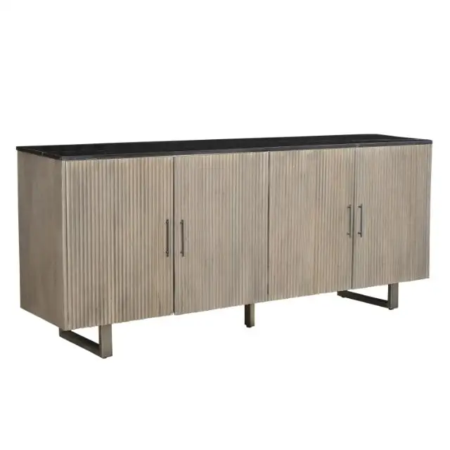 Solid wood storage sideboard, natural color wood door, living room kitchen furniture