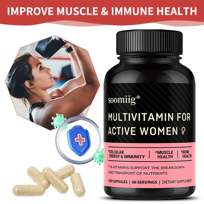 

Women's Daily Multi Capsules 120pcs - with Biotin/Calcium/Zinc, Supports Energy, Immune, Bone & Skin Health, Vegan Non-GMO