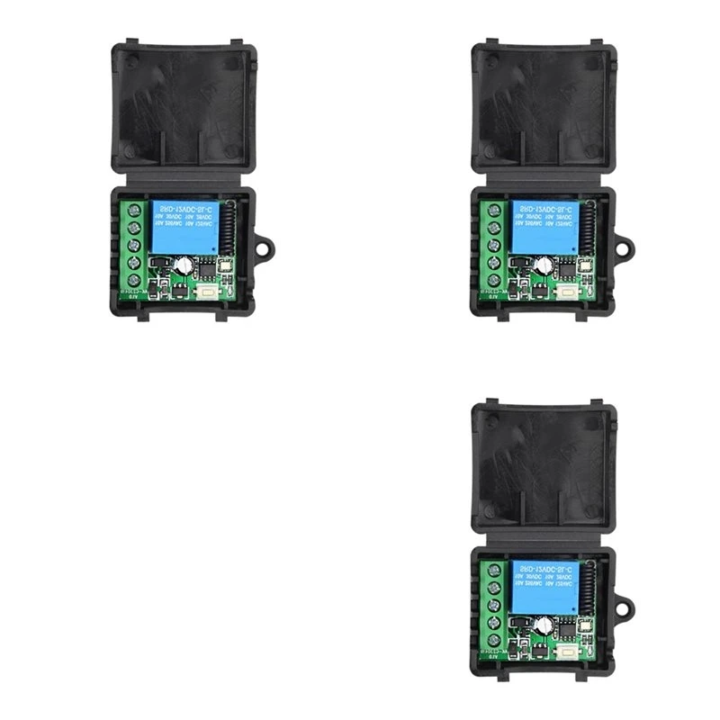 T23C 3X 433Mhz Wireless Remote Control Switch DC 12V 1CH Relay Receiver Module For Home Automation Black