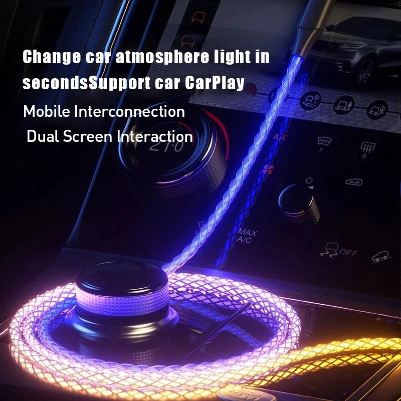 Cable de Datos 6A Carga Rápida RGB Luminoso Degradado 66W TYPE-C para iPhone 15 Pro Huawei Samsung 3