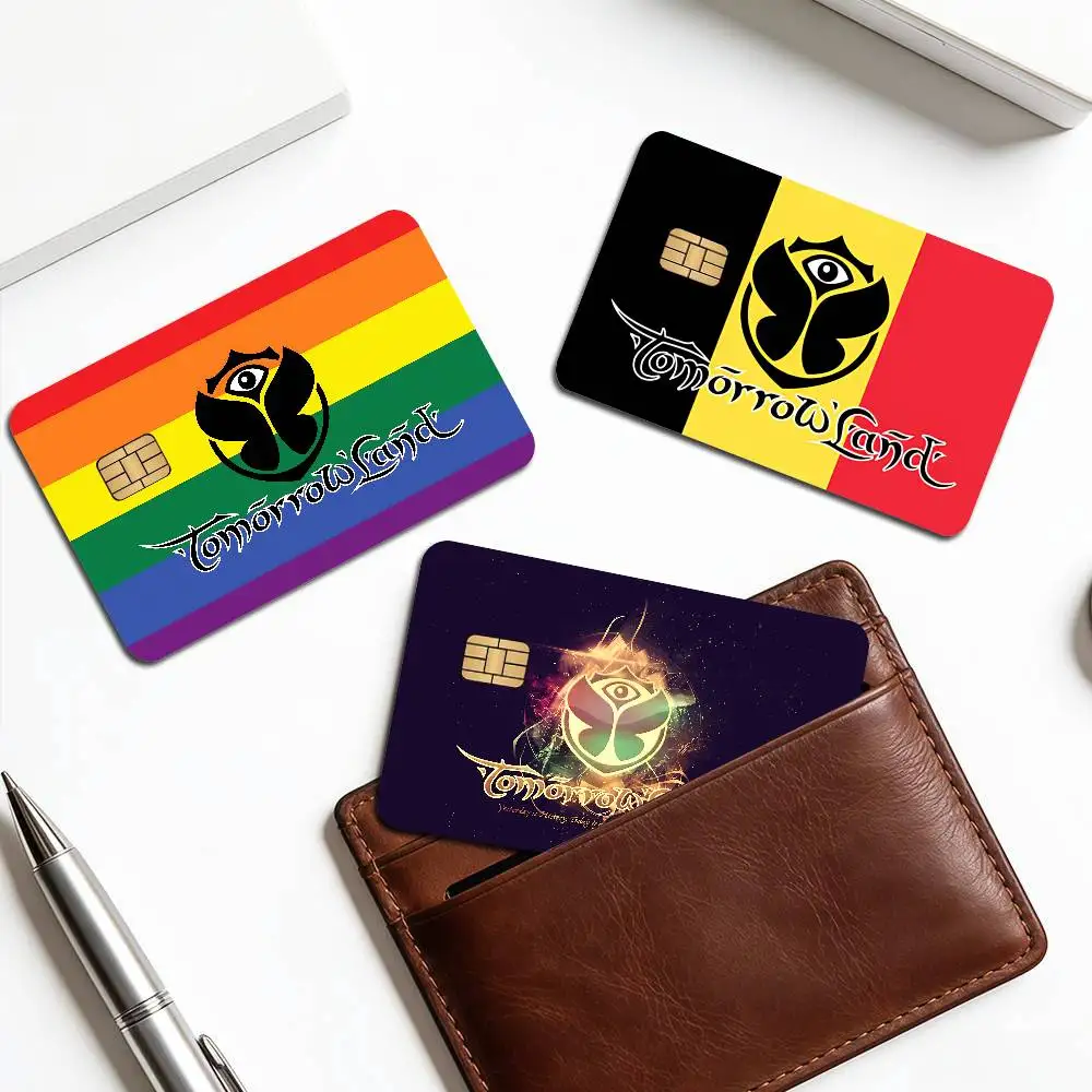 T-Tomorrowlands Music Logo 2024 Anime Cartoon Skin Stickers Film Tape Case for Big Credit Debit Card Front Side