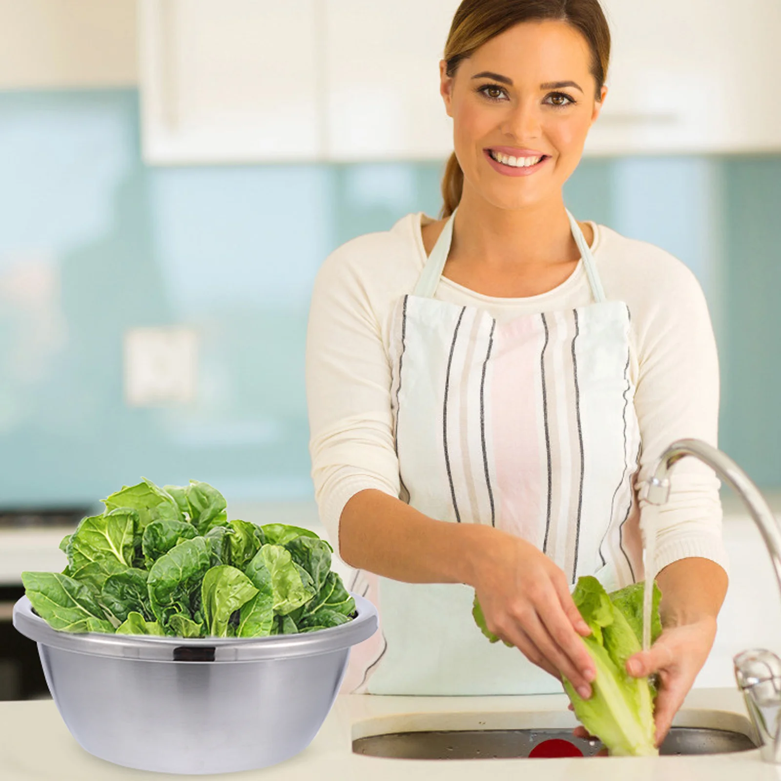 

2pcs Thickened Stainless Steel Basin Kitchen Sink Drying Basket For Fruit Vegetable Rice Drainage Tableware Drainer Holder