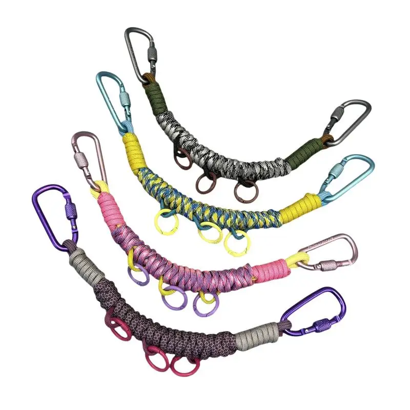 Outdoor-Rucksack-Erweiterungs-Dekorations-Hängeseil-Kette in Dopamin-Farben, beliebig hängende Tasche, handgewebtes Schirmseil – Detail 6