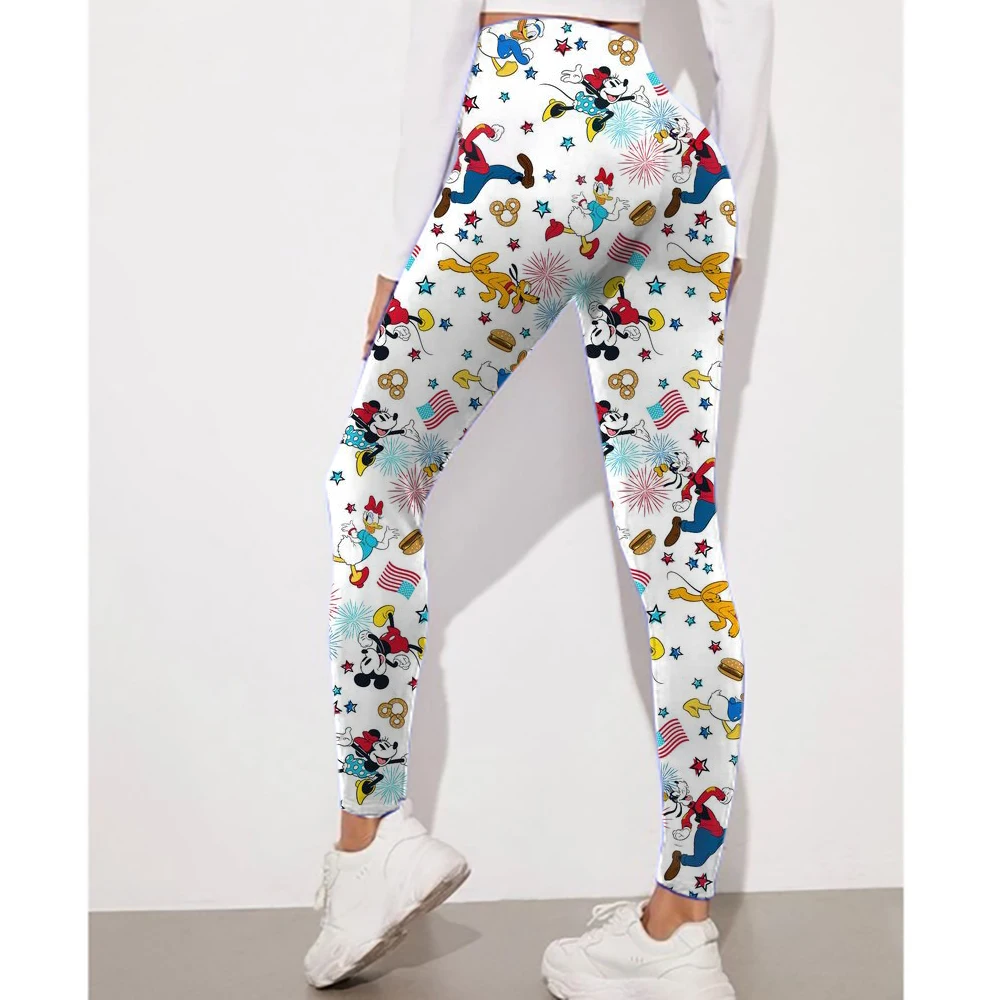 Disney Minnie und Mickey Mouse Print Leggings für Damen Leggings Tarnung Fitnesshose Weiche dehnbare Strumpfhosen Leggings Physisch