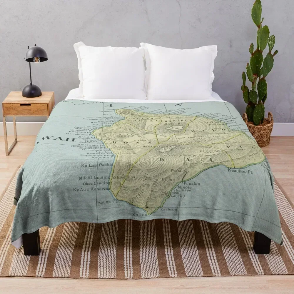 

Vintage Map of Hawaii Island (1901) Throw Blanket Soft Plush Blanket as Housewarming Gift