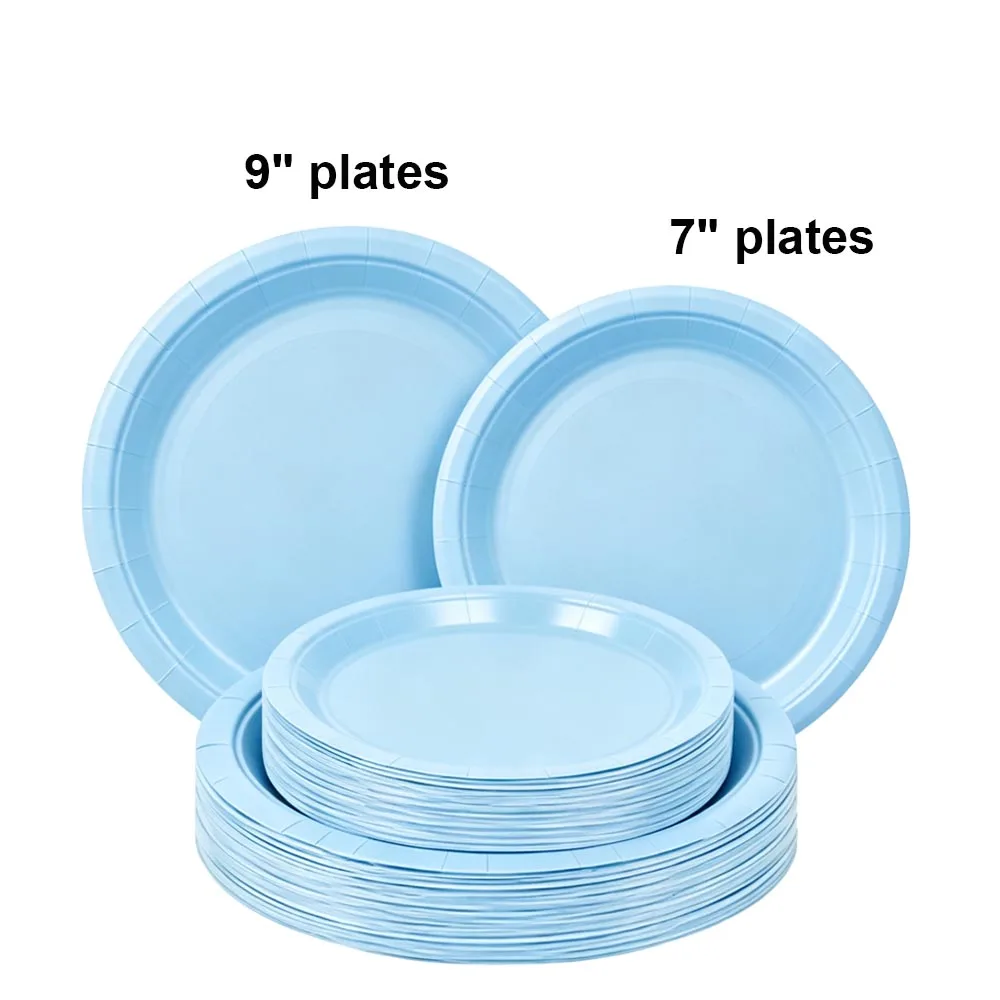 20-100pcs Solid Color Disposable Paper Plates Set  7