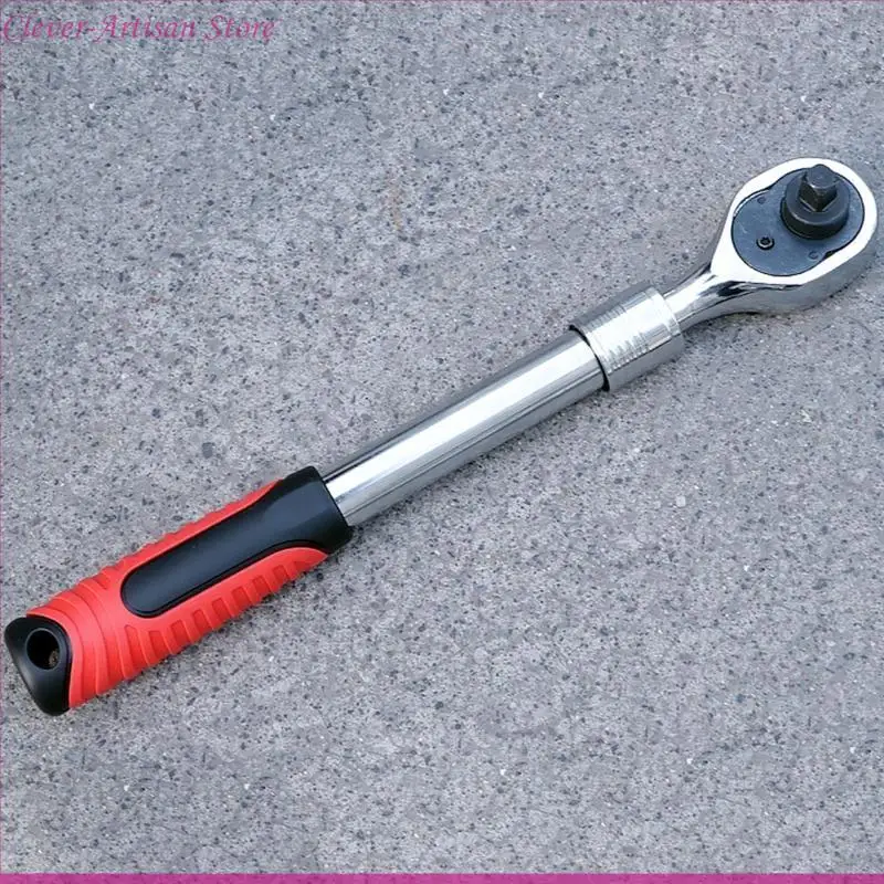

E06B 72 Teeth Ratchet Wrench Multi-Function Retractable Wrench with 3 Sizes Adapters