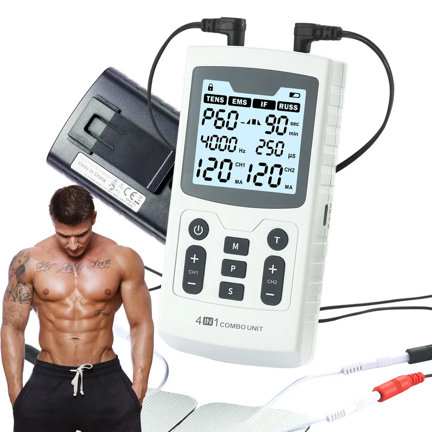 Einstellbarer Hochfrequenz-elektrischer Muskelstimulator TENS Interferential Elektrostimulator Physiotherapie Massage für Körpergerät