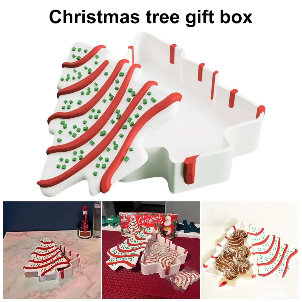 Christmas Tree Box Tree Shape Cake Storage Box Resin Food Storage Container Candy Snack Organizer Bins with Lid for Desktop Deco