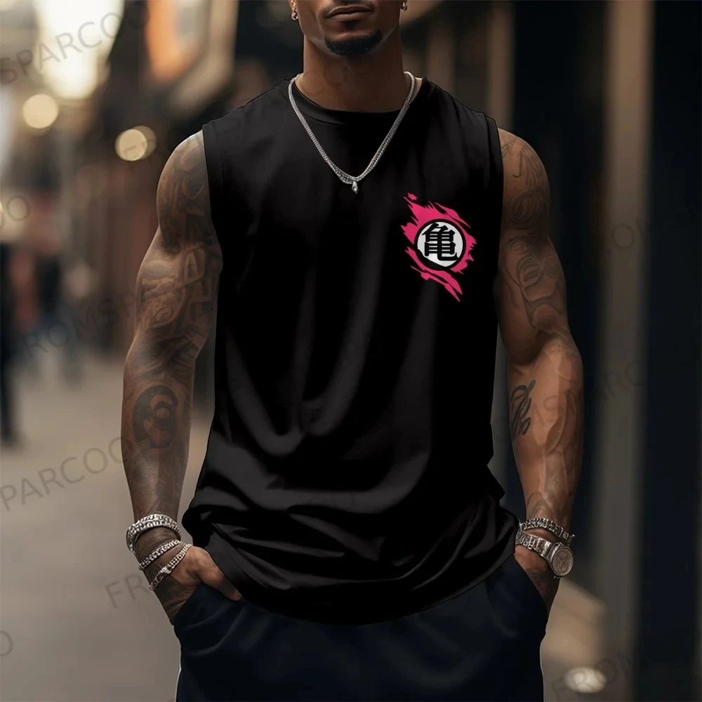2025 Dragon Ball Anime Goku perifere bedrukte vest, gym heren casual losse sport zomermode puur katoenen vest