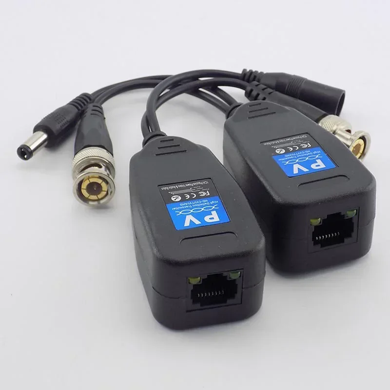 ESCAM 1 Pair(2pcs) Passive CCTV Coax BNC Power Video Balun Transceiver Connectors to RJ45 BNC male for CCTV video Camera