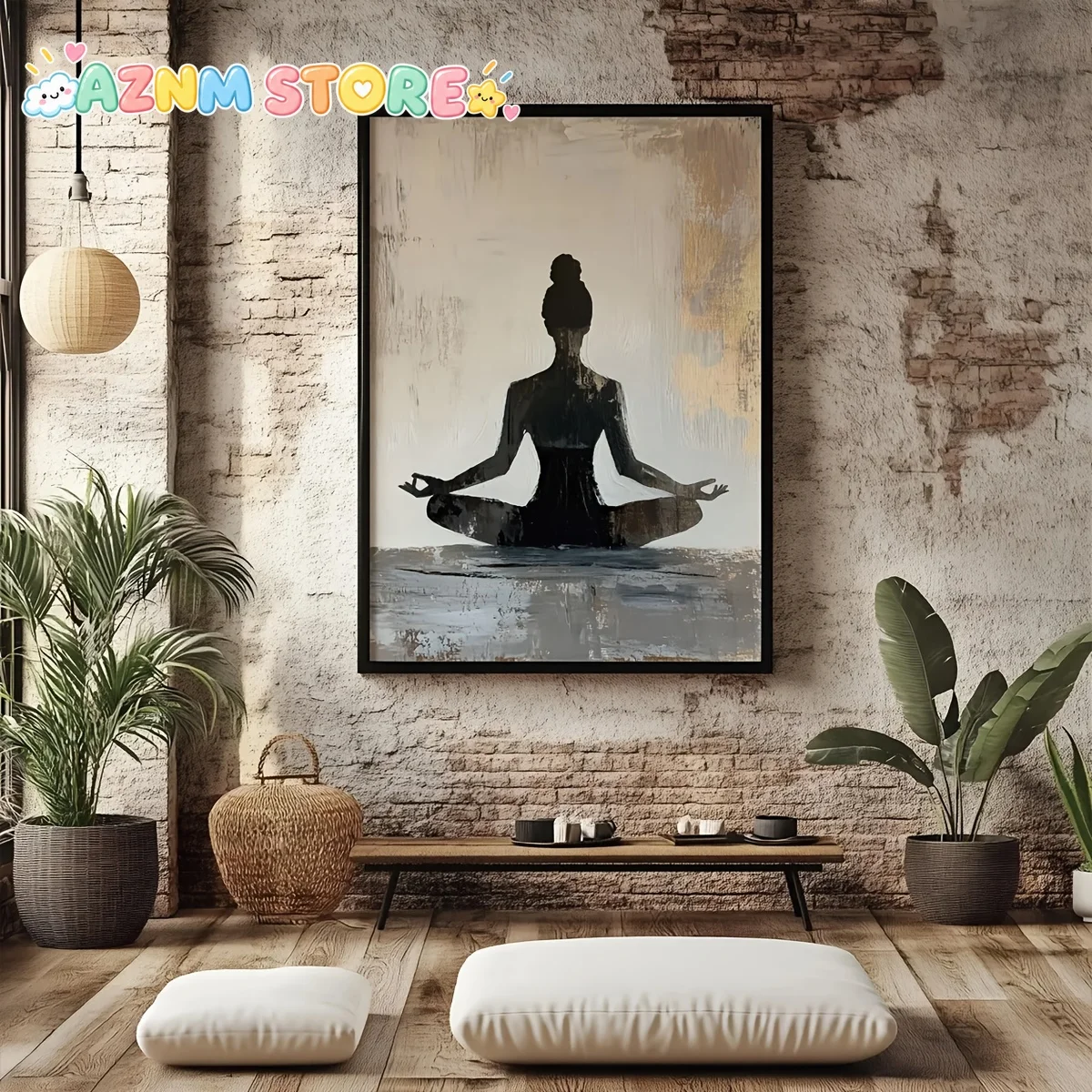 2D Flat 2027 Modern Minimalist Yoga Pose Silhouette Wall Art - Zen Meditation Poster Print on Canvas, Frameless Vertical Mind