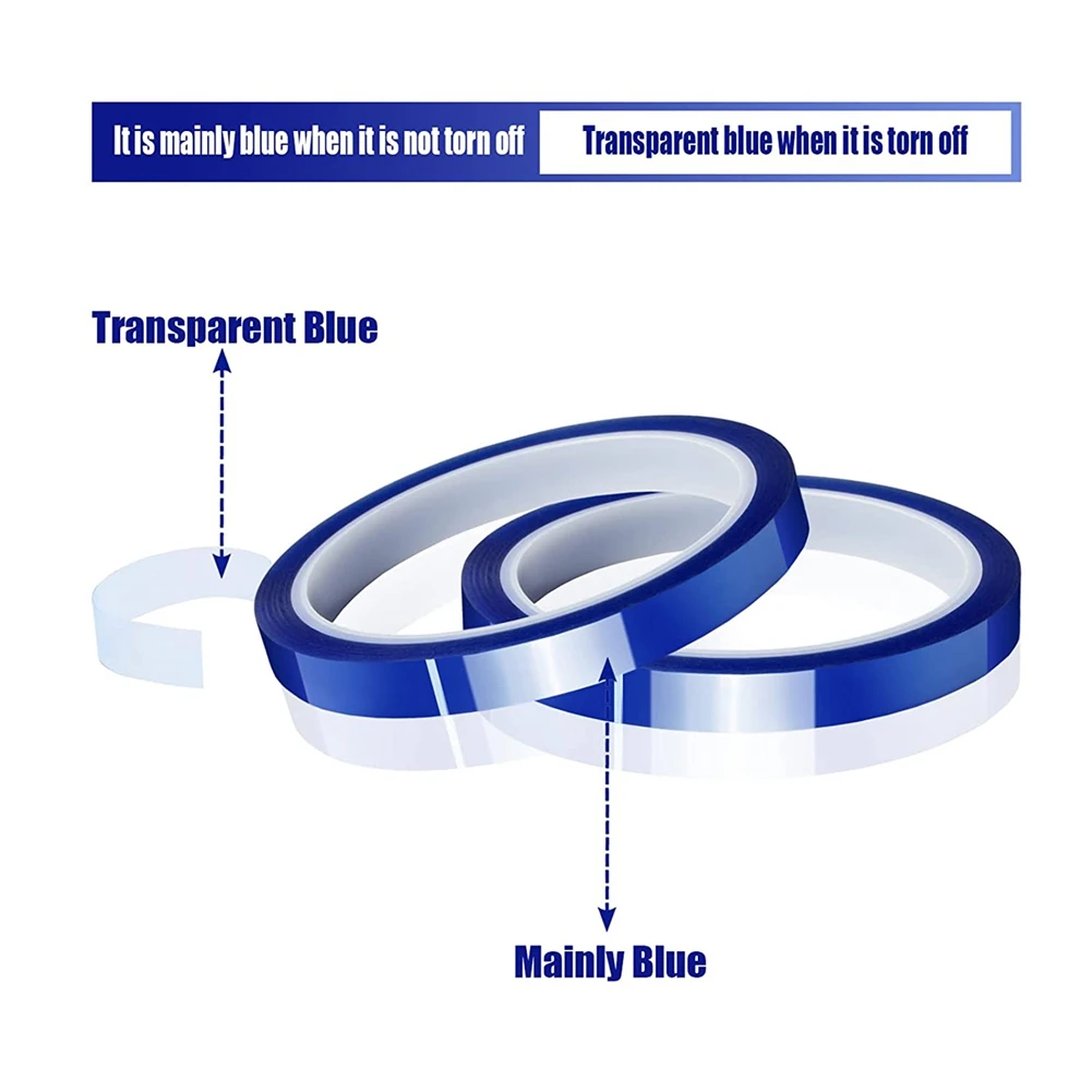 2 gulungan 10mm x 33M(108Ft) pita panas biru pita Transfer panas untuk sublimasi panas tekan tanpa residu dan vinil Transfer panas