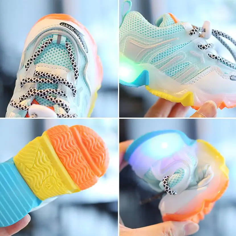 Baby Led Light Up Shoes Girls Breathable Glowing Sneakers Boys Anti-slippery Sneakers Children Luminous Casual Shoes