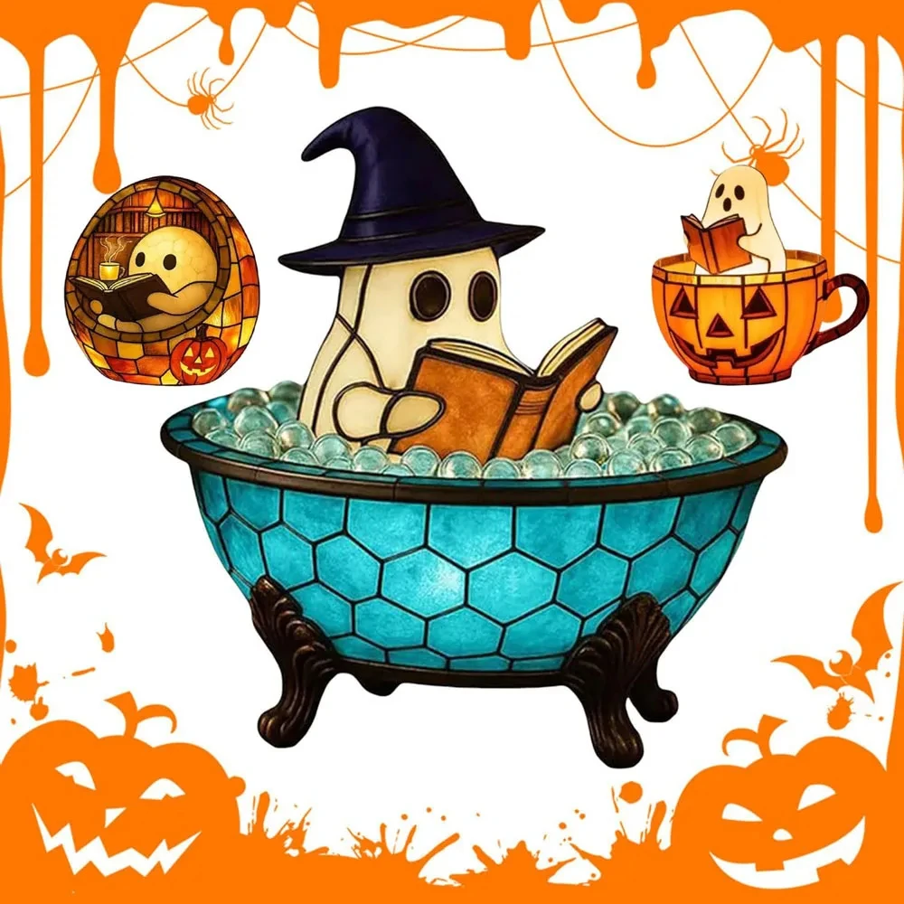 

Halloween Ghost Bubble Bath Ornament Cute Ghost LED Light for Bathroom Bathtub Decor Color-Changing Mood Light Decoration