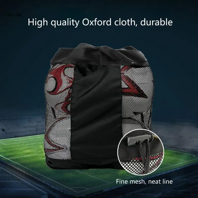 Drawstring Mesh Bag for Balls Waterproof Storage Bag for Football Basketball Training Equipment Bag with Shoulder Strap M89D