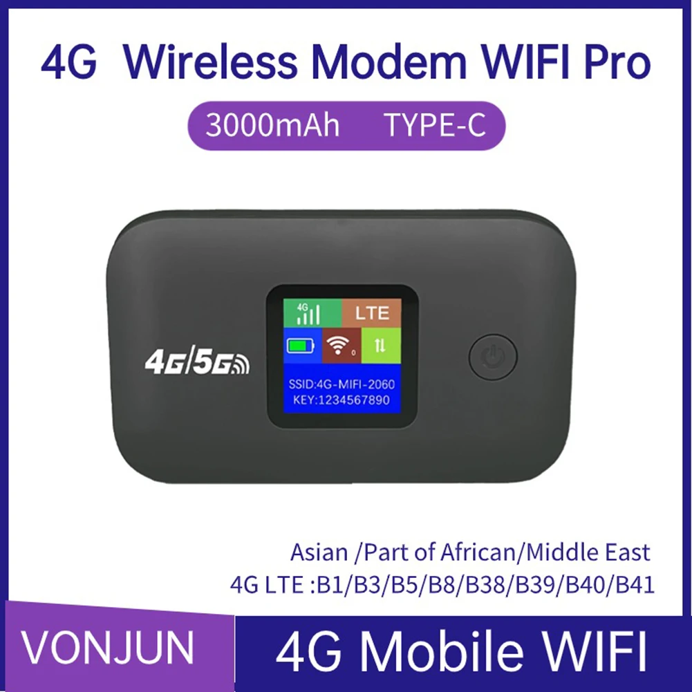 4G LTE WiFi Router Portable 150Mbps Wireless Modem 3000mAh Mobile WIFI Hotspot with SIM Card Slot Mobile Pocket WiFi Router