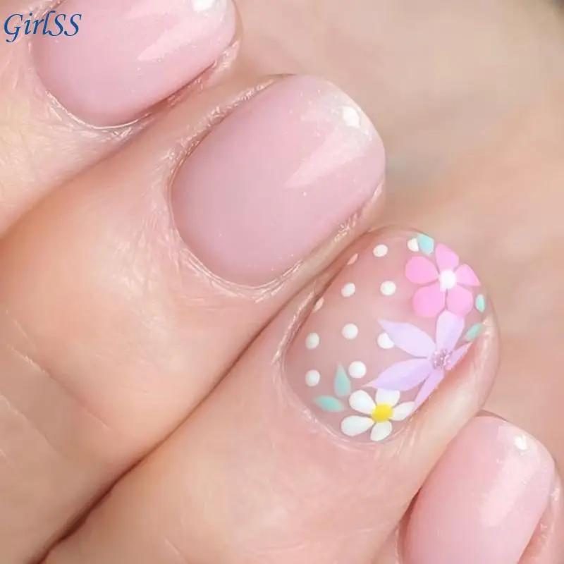 24 pezzi stampa quadrata sulle punte francesi per unghie colle per unghie finte sull'unghia artificiale T4MB