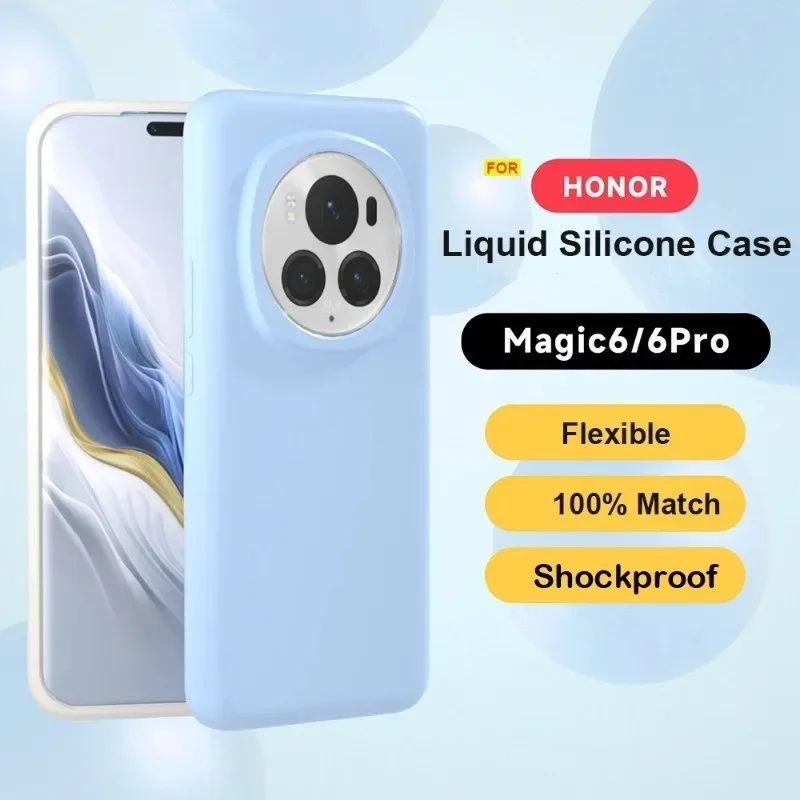 

For Honor Magic 6 Pro Case ELVEV High Quality Shockproof Liquid Silicone Protective Cover for Honor Magic 6