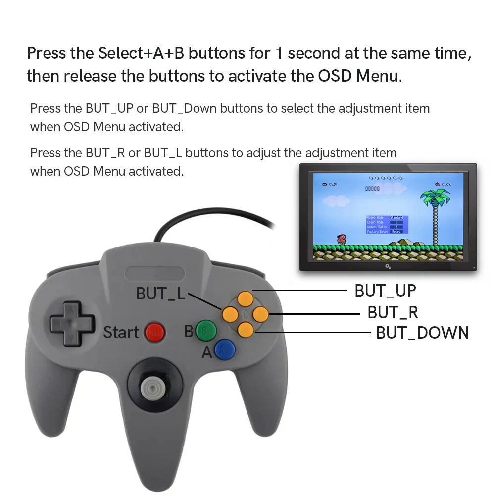 N64 고화질 게임 비디오 PCB 모드용 디지털 HDMI TV 키트 OSD 메뉴 8색 모델