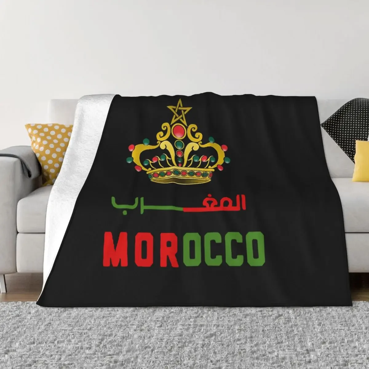 Kingdom Of Morocco Knitted Blanket Flannel Moroccan Flag Warm Throw Blanket for Outdoor Travel Bedroom Quilt