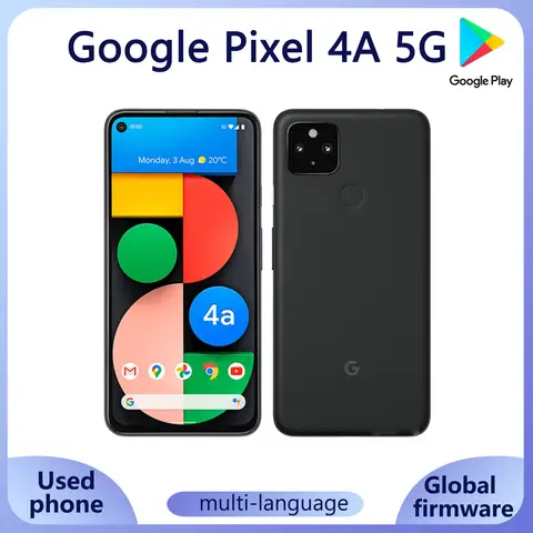 Google Pixel 4a 5G 스마트폰 6GB 128GB ROM 3885mAh 배터리 용량 16MP 카메라 잠금 해제 전체 화면 중고 휴대폰