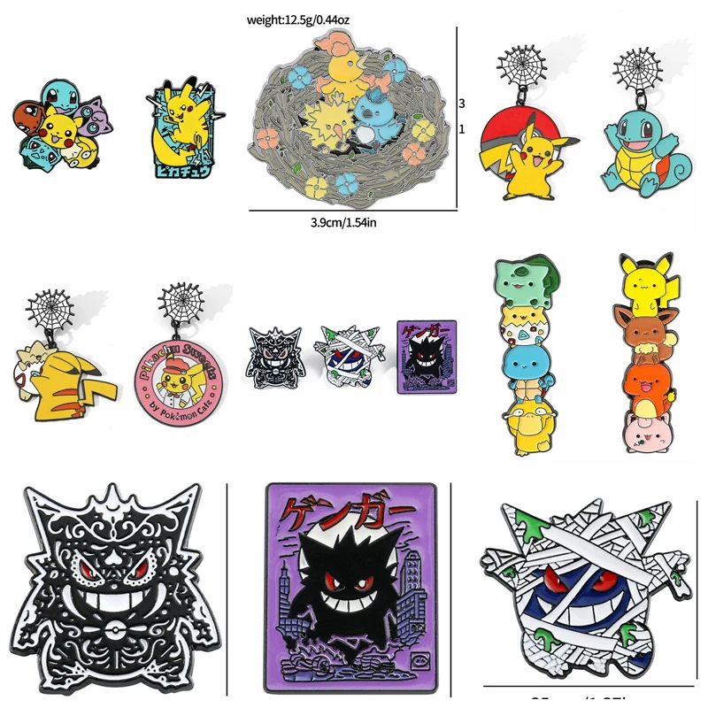 

New Pok é mon metal badge Japanese cartoon creative Pokémon Pikachu brooch accessory Lapel pins adornment Holiday gifts