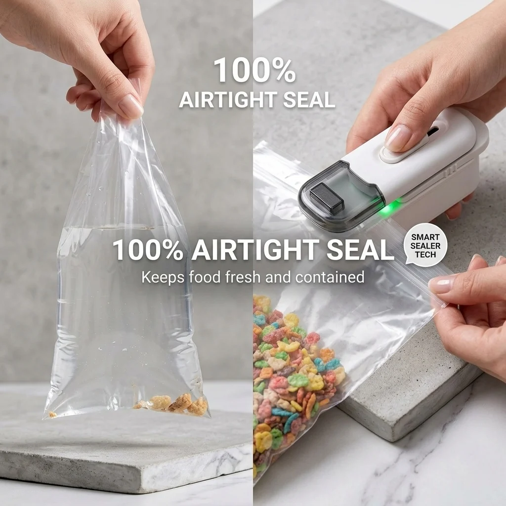 Mini Vacuum Sealer Heat Sealer and Cutter Two in One Portable Handheld for Plastic Storage Bags Food Snack Kitchen Home Use