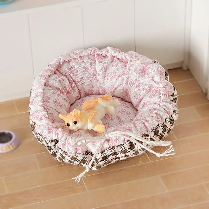 1 Stuks Poppenhuis Woonkamer Huisdier Decoratie 1/12 Poppenhuis Simulatie Mini Kattenbed Model Verstelbare Mat Micro Scène Bouwaccessoires