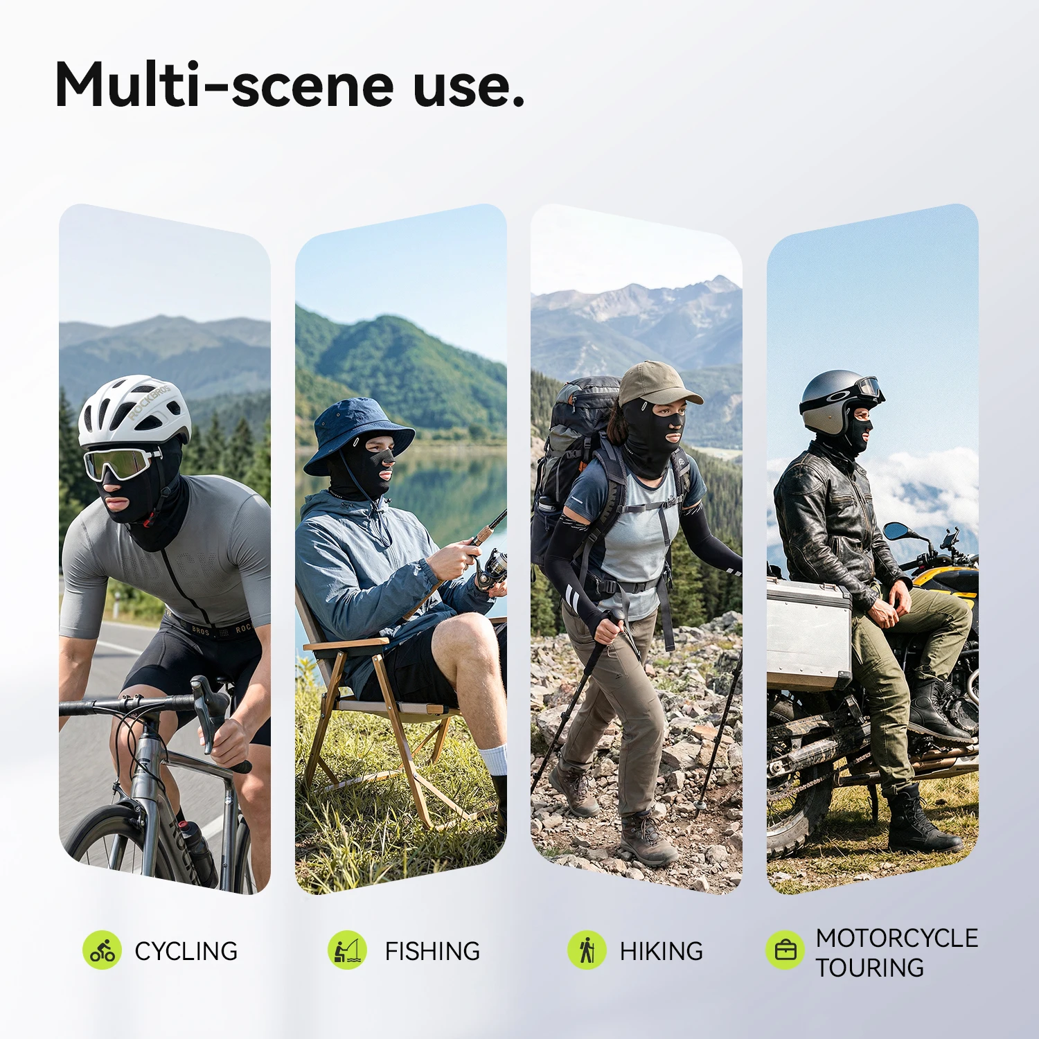 ROCKBROS Men Ice Silk Sun Protective Cycling Full Face Mask Summer Outdoor Windproof Bike Motorcycle Helmet Caps Hat Mask view 6