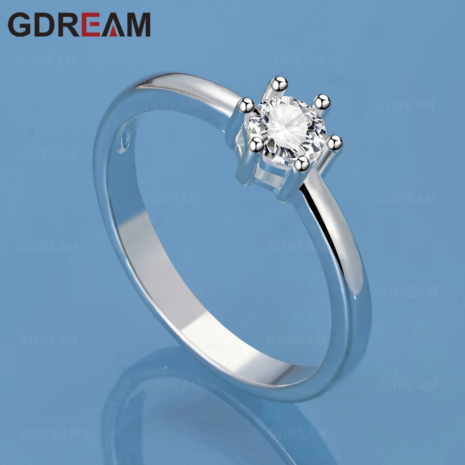 

GDREAM 925 Sterling Silver Round Zirconia Open Ring, Delicate And Cute Wedding Party Jewelry For Women.
