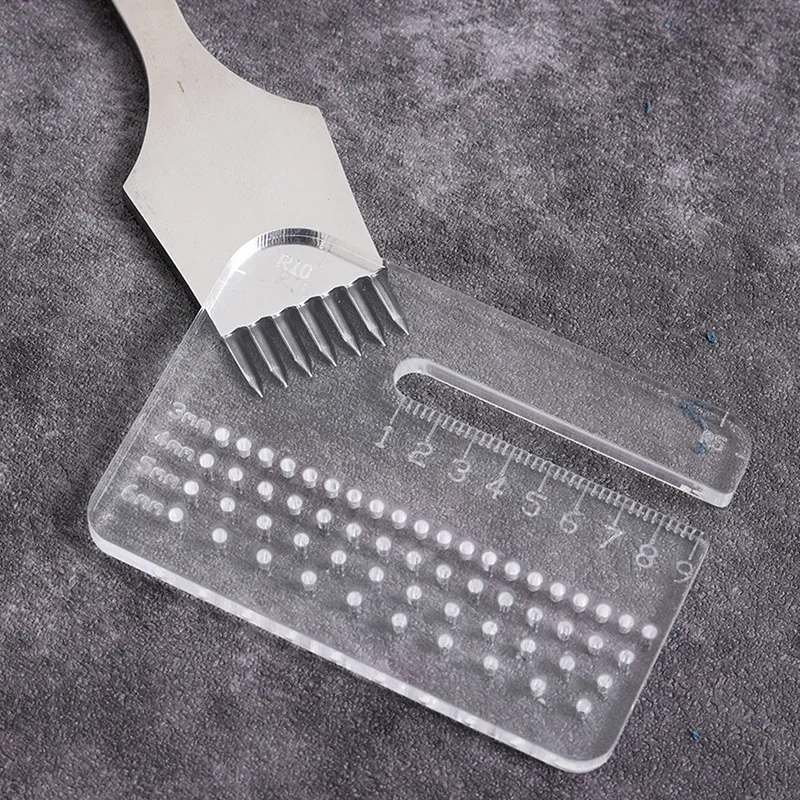 Leather Tool 4mm Thickened Puller Acrylic Rounded Cutting Distance Ruler Transparent Hitting Auxiliary Manual Multi-functional