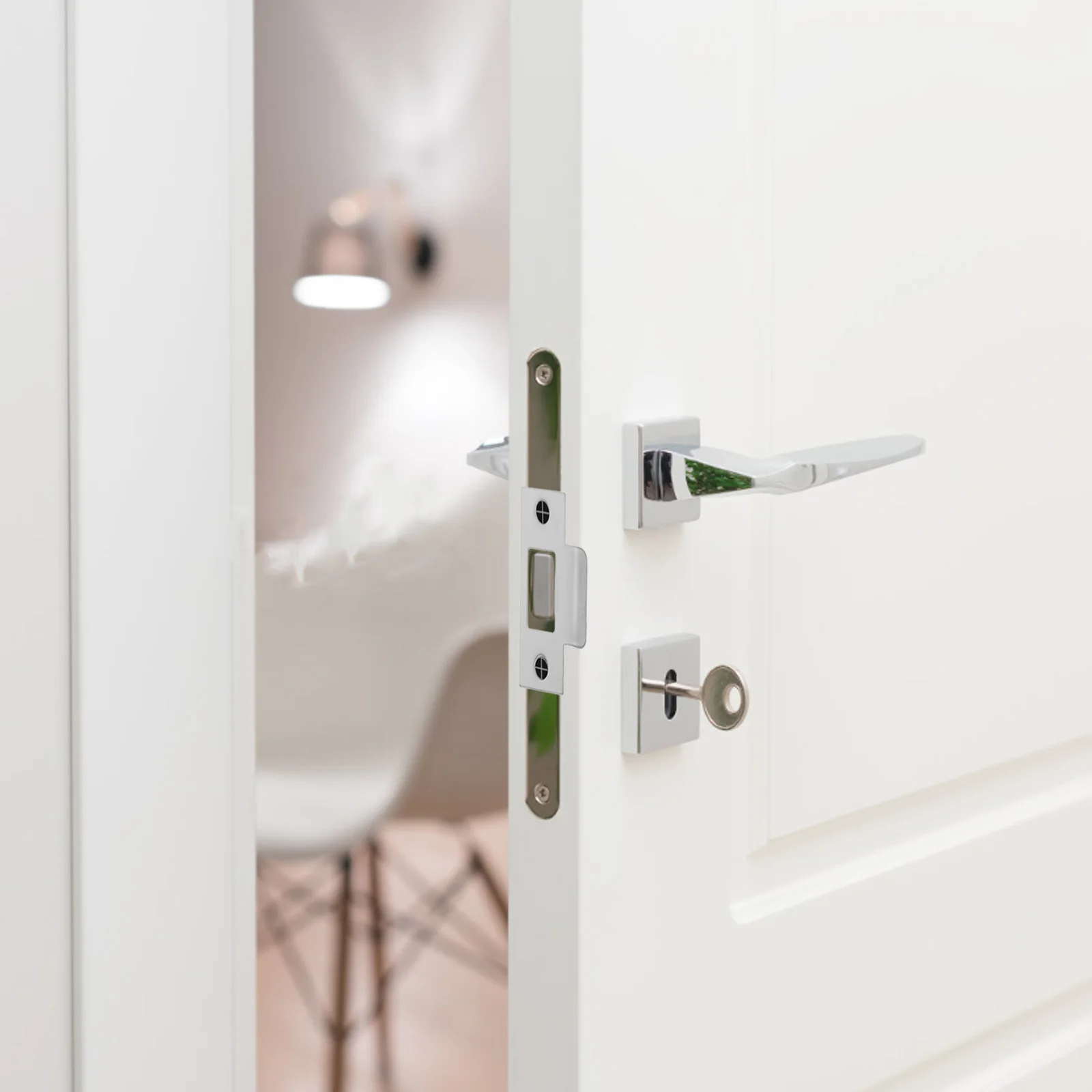 4개입 스테인리스 스틸 잠금 래치 T자형 스트라이크 실내문용 홀 필러 플레이트 침실 욕실 서재 문 보강용