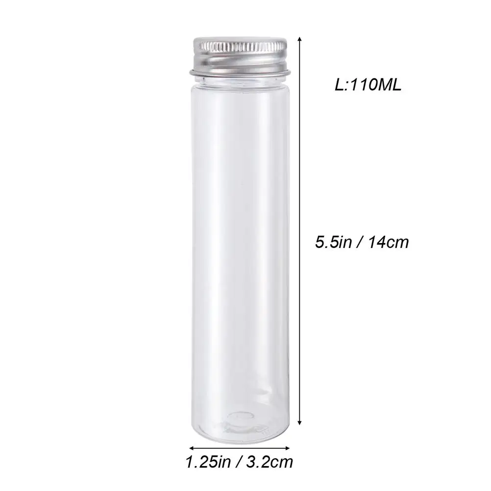 6PCS 110ml Plastic Clear Test Tubes Travel Lotion Containers Plastic Test Tubes with Screw Caps for Candy,Beans,Party Decor