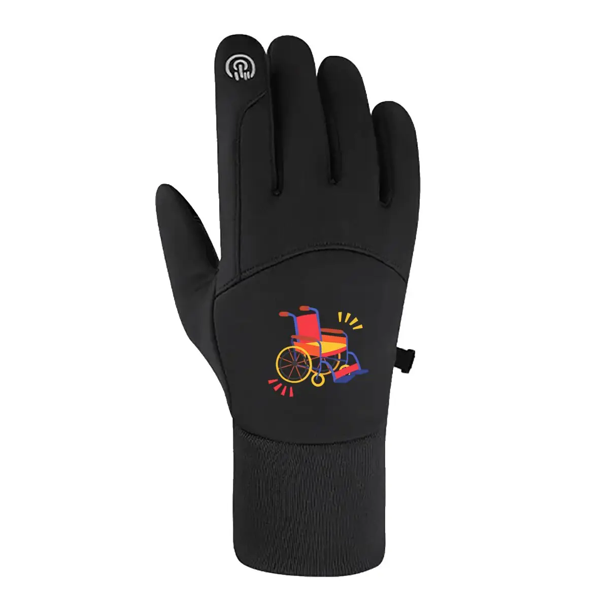 Colorful Wheelchair Art Daily Ride Gloves Warm Windproof Touch Screen