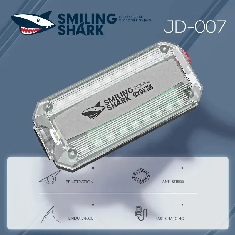 Smiling Shark Red Blue Strobe Light Police Light Warning Lights Usb Rechargeable Flashlight Shoulder Clip Flashing