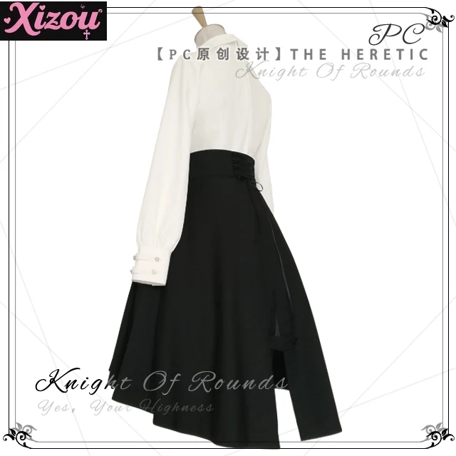 Diseño Original primavera otoño Retro británico gótico oscuro falda SK de cintura alta señoras negro delgado y pantorrilla falda Irregular para mujer