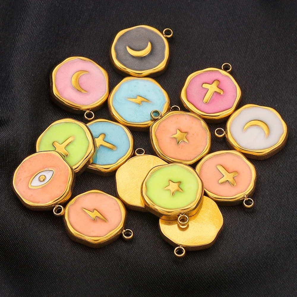 5pcs Stainless Steel Cross Star Lightning Enamel Pendants for DIY Medal Charms Earring Necklace Jewelry Making Supplies - Image 5