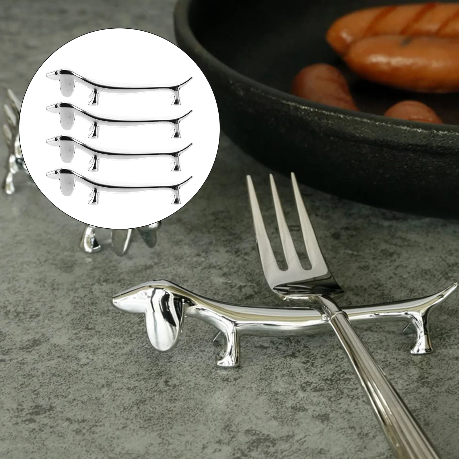 4 Pcs Chopstick Rest Dog Cutlery Rests Panda Serving Utensils Alloy Tableware Rack Decor Cartoon