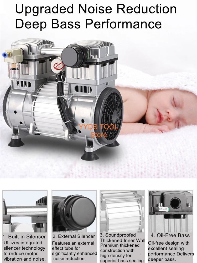 Oil-Free Silent Vacuum Pump Industrial-Grade Compact Suction Cup Laboratory High-Flow Vacuum Pump
