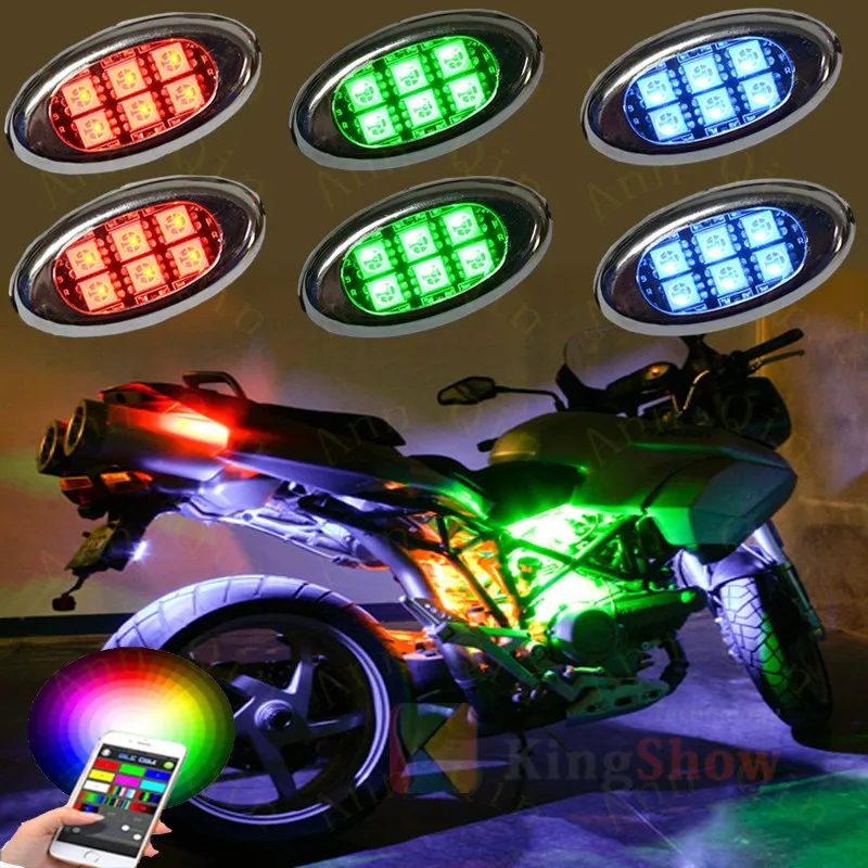 

Motorcycle SUV Colorful Color Changing 10 Pods Led String Lights Motorcycle Lighting System With Blue-tooth APP Control